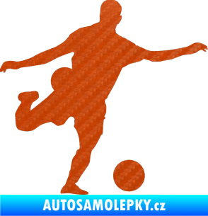 Samolepka Fotbalista 032 pravá 3D karbon oranžový