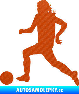 Samolepka Fotbalistka 001 levá 3D karbon oranžový