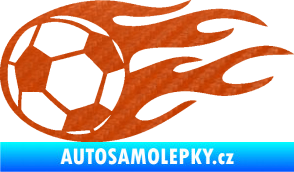 Samolepka Fotbalový míč 004 levá v plamenech 3D karbon oranžový