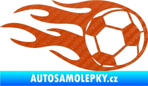 Samolepka Fotbalový míč 004 pravá v plamenech 3D karbon oranžový