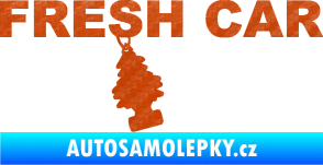 Samolepka Fresh car nápis s voňavým stromečkem 3D karbon oranžový