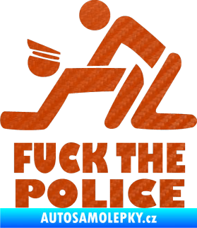 Samolepka Fuck the police 001 3D karbon oranžový