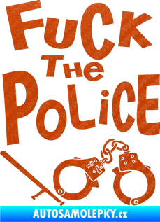 Samolepka Fuck the police 002 3D karbon oranžový