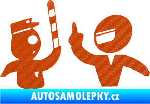 Samolepka Fuck the police 003 3D karbon oranžový