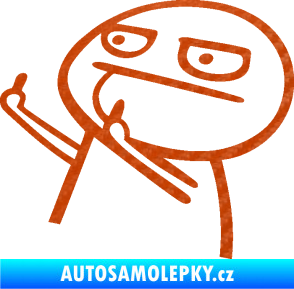 Samolepka Fuck you 003 panáček levá 3D karbon oranžový