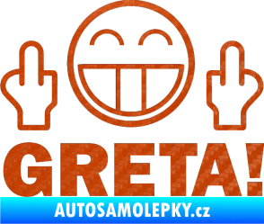 Samolepka Fuck you Greta 002 3D karbon oranžový