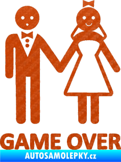 Samolepka Game over varianta svatba 3D karbon oranžový