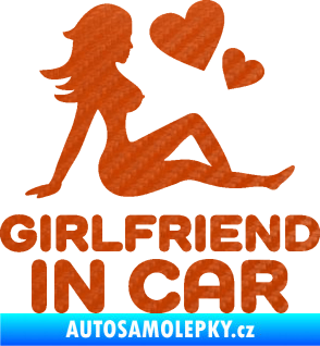 Samolepka Girlfriend in car 3D karbon oranžový