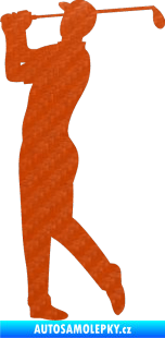 Samolepka Golfista 001 levá 3D karbon oranžový