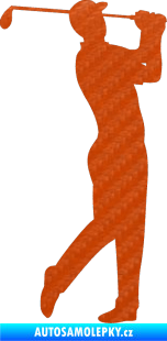 Samolepka Golfista 001 pravá 3D karbon oranžový