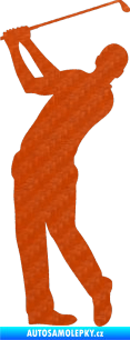 Samolepka Golfista 002 levá 3D karbon oranžový