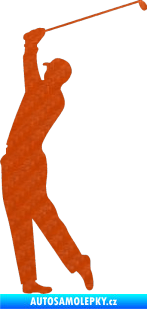 Samolepka Golfista 003 levá 3D karbon oranžový