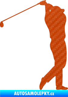 Samolepka Golfista 004 pravá 3D karbon oranžový