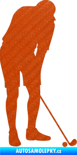 Samolepka Golfista 007 pravá 3D karbon oranžový
