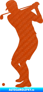 Samolepka Golfista 008 levá 3D karbon oranžový