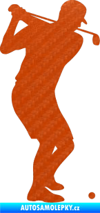 Samolepka Golfista 008 pravá 3D karbon oranžový