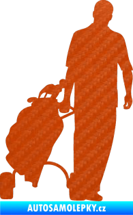 Samolepka Golfista 009 pravá 3D karbon oranžový