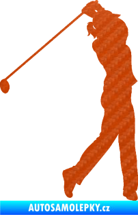 Samolepka Golfistka 013 pravá 3D karbon oranžový