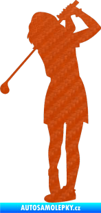 Samolepka Golfistka 014 levá 3D karbon oranžový