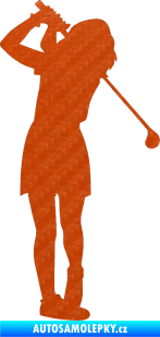 Samolepka Golfistka 014 pravá 3D karbon oranžový