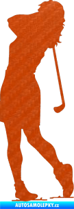Samolepka Golfistka 015 pravá 3D karbon oranžový