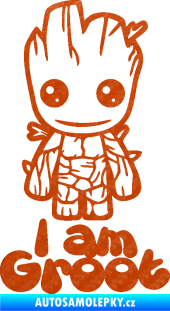 Samolepka Groot 001 levá s nápisem 3D karbon oranžový