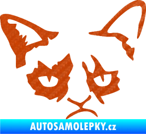 Samolepka Grumpy cat 001 pravá 3D karbon oranžový