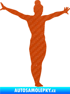 Samolepka Gymnastka 002 pravá 3D karbon oranžový
