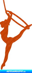 Samolepka Gymnastka 004 levá cvičení s kruhem 3D karbon oranžový