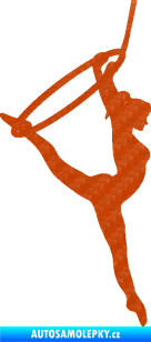 Samolepka Gymnastka 004 pravá cvičení s kruhem 3D karbon oranžový