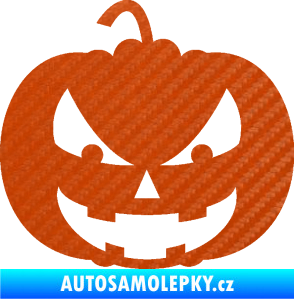 Samolepka Halloween 016 levá dýně 3D karbon oranžový