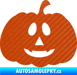 Samolepka Halloween 017 pravá dýně 3D karbon oranžový