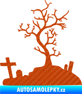 Samolepka Halloween 019 pravá hřbitov 3D karbon oranžový