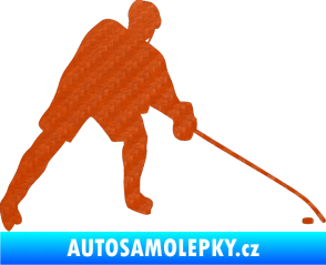 Samolepka Hokejista 002 pravá 3D karbon oranžový