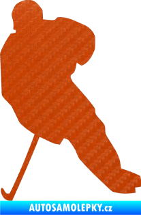 Samolepka Hokejista 003 levá 3D karbon oranžový