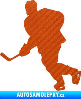 Samolepka Hokejista 009 levá 3D karbon oranžový