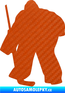 Samolepka Hokejista 011 levá brankář 3D karbon oranžový