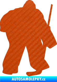 Samolepka Hokejista 011 pravá brankář 3D karbon oranžový