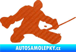 Samolepka Hokejista 015 pravá brankář 3D karbon oranžový