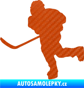 Samolepka Hokejista 017 levá 3D karbon oranžový