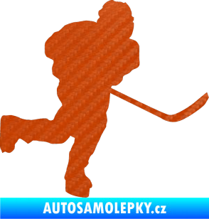 Samolepka Hokejista 017 pravá 3D karbon oranžový