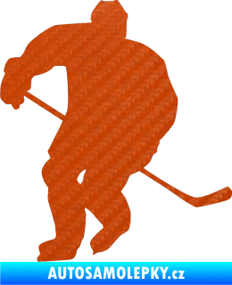 Samolepka Hokejista 020 levá 3D karbon oranžový