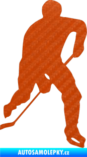 Samolepka Hokejista 022 pravá 3D karbon oranžový