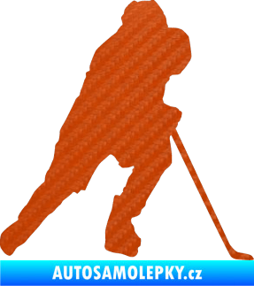 Samolepka Hokejista 023 pravá 3D karbon oranžový