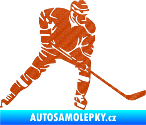 Samolepka Hokejista 026 pravá 3D karbon oranžový