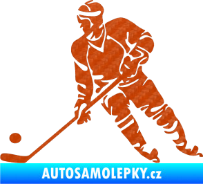 Samolepka Hokejista 027 levá 3D karbon oranžový