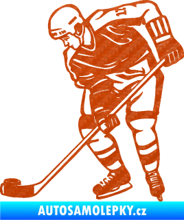 Samolepka Hokejista 029 levá 3D karbon oranžový