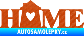 Samolepka Home nápis s domečkem 3D karbon oranžový