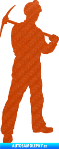 Samolepka Horník 001 pravá 3D karbon oranžový