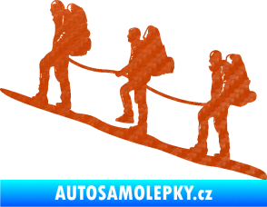 Samolepka Horolezci levá 3D karbon oranžový